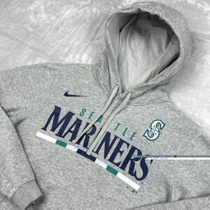 Nike MLB Seattle Mariners Hoodie Men Sz Small Gray Fleece Pullover Swoosh Logo